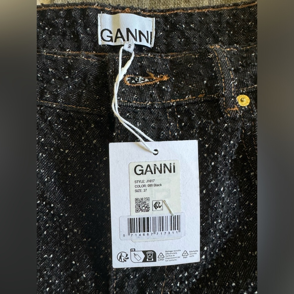 Ganni Fluffy Denim Carpenter Jeans in Black - Picture 4 of 4